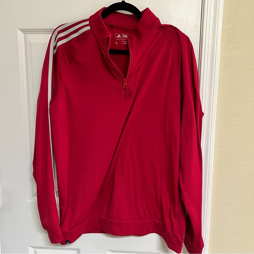 Adidas Red Quarter-Zip Pullover